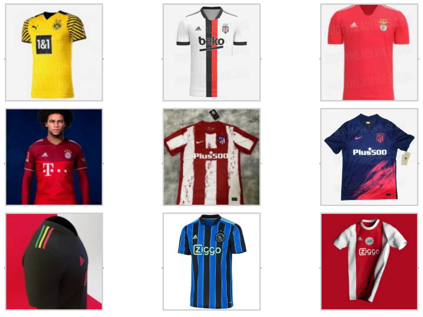 Maillots reste de l'Europe